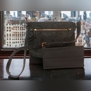 A New Day Black Fabric Crossbody Purse with Matching Wallet